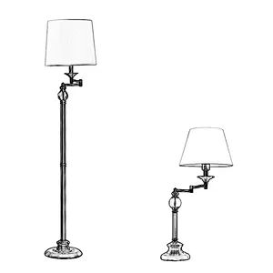 European Hotel Guest Room Adjustable Vintage E27 Fabric Standing Light Floor Lamp