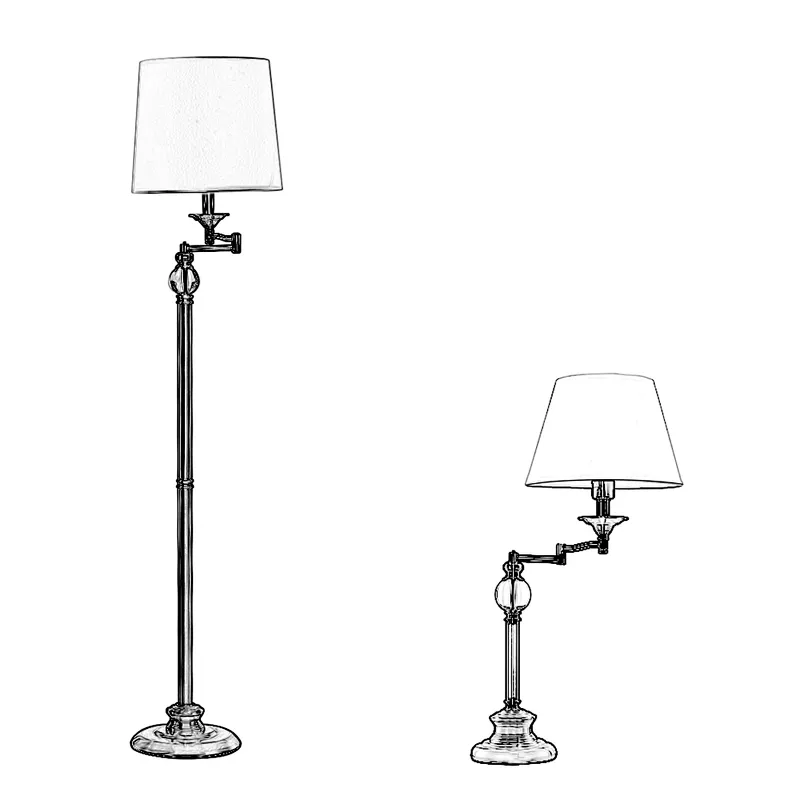 European Hotel Guest Room Adjustable Vintage E27 Fabric Standing Light Floor Lamp