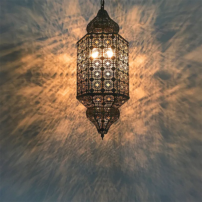 Simple lanterns iron hollow-out Islamic chandeliers custom  hotel restaurant with bronze Morocco chandeliers&pendant lights