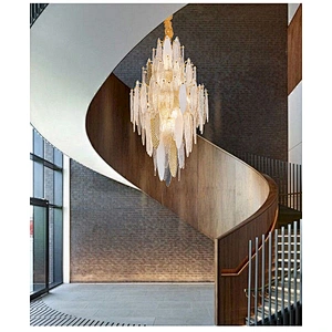 Luxury Glass Craft Hotel Led Chandelier Villa Living Room Revolving Staircase Glass Chandelier