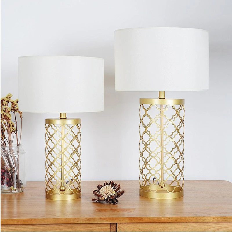American creative gold wrought iron antique table lamp hotel bedside bedroom living room table lamp
