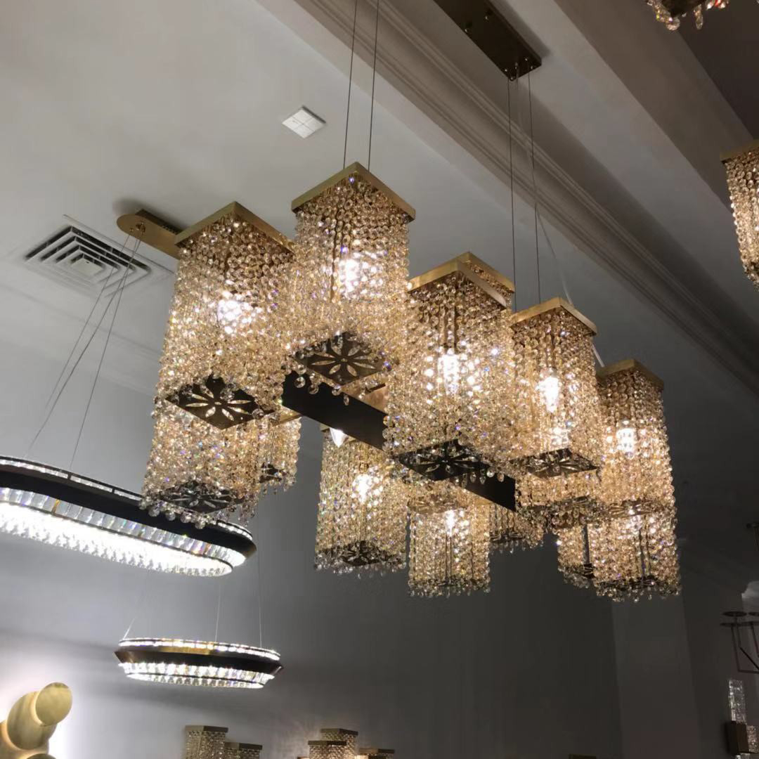 Luxury Crystal Restaurant Chandelier Bar Creative Personality Rectangular Irregular Modern Crystal Chandelier