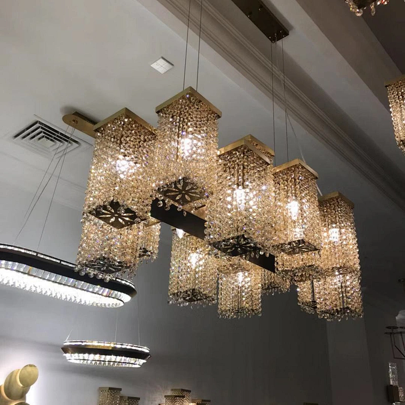 Luxury Crystal Restaurant Chandelier Bar Creative Personality Rectangular Irregular Modern Crystal Chandelier