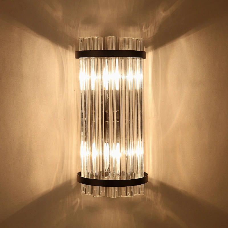 Modern Nordic Garden Corridor Glass Crystal Luxury Bedside Vintage Wall Lamp