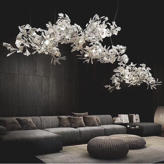 New ceramic ginkgo leaves living room dining room staircase chandelier hotel lobby custom chandelier