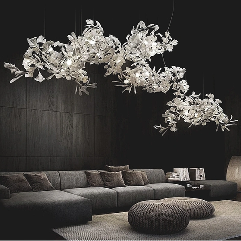 New ceramic ginkgo leaves living room dining room staircase chandelier hotel lobby custom chandelier