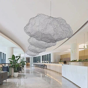 Creative Wire mesh floating clouds pendant lamp lighting light for hotel