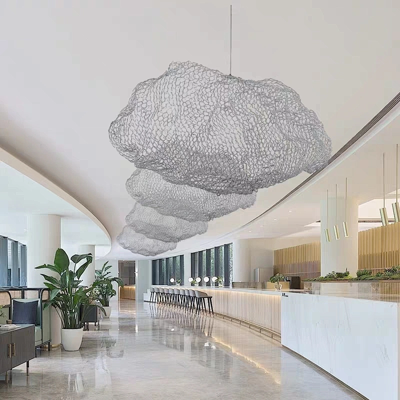 Creative Wire mesh floating clouds pendant lamp lighting light for hotel
