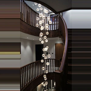 OEM ODM Alibaba Duplex Building Lobby Chandelier Villa Spiral Staircase Pendant Light Glass Lamp