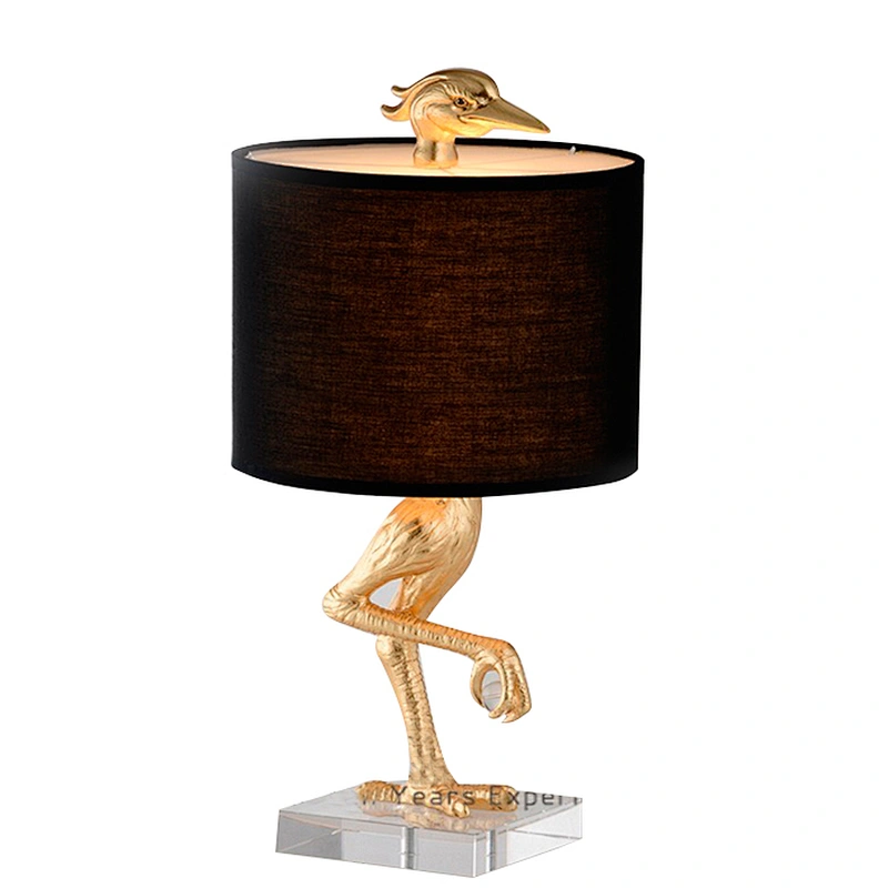 Hot Design Special Design Animal Shape Crane Artistic Gold Table Lamps