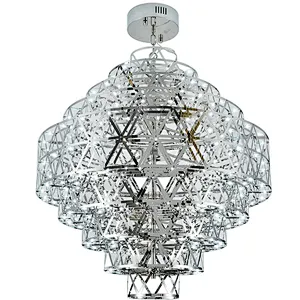 Custom lighting new innovation simple geometry stainless steel led ceiling lights chandelier