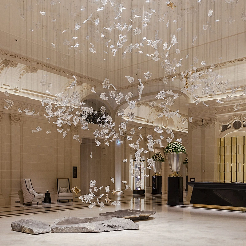 Custom Large Hotel Lobby Chandelier Lighting Modern Design Luxury Glass Chandeliers Pendant Lights LED Contemporary 100lm/w 360