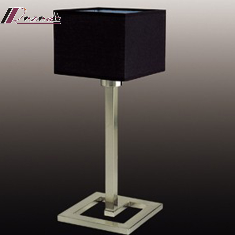 Modern Rectangular Black Fabric Shade Table Lamp For Living Room Hotel Desk Lamps