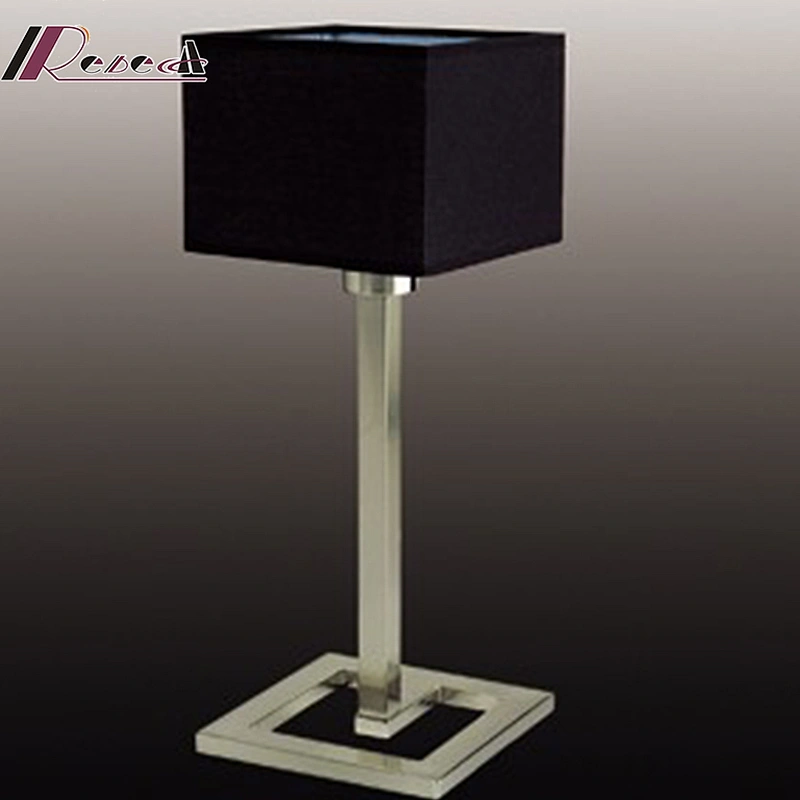 Modern Rectangular Black Fabric Shade Table Lamp For Living Room Hotel Desk Lamps