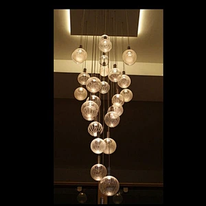 OEM ODM Alibaba Duplex Building Lobby Chandelier Villa Spiral Staircase Pendant Light Glass Lamp