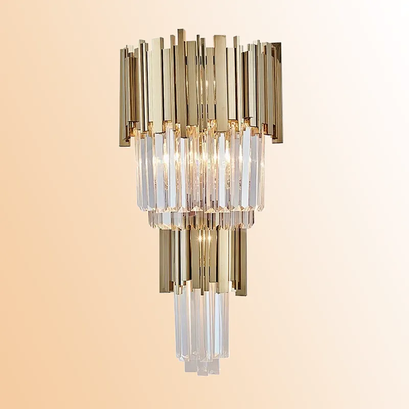 golden wall lights with k9 crystal stainless steel or  iron frame sconce