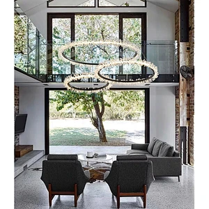 Nordic modern simple crystal chandelier ring chandelier duplex building living room bedroom art dining room light luxury model r