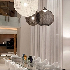 Modern nordic designer kitchen and dining black rattan hanging pendant light