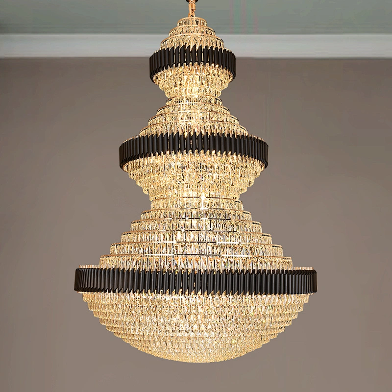 Modern Crystal Lamp  Hotel Chandelier Ceiling Light Villa Staircase  Lighting Pendant Lights