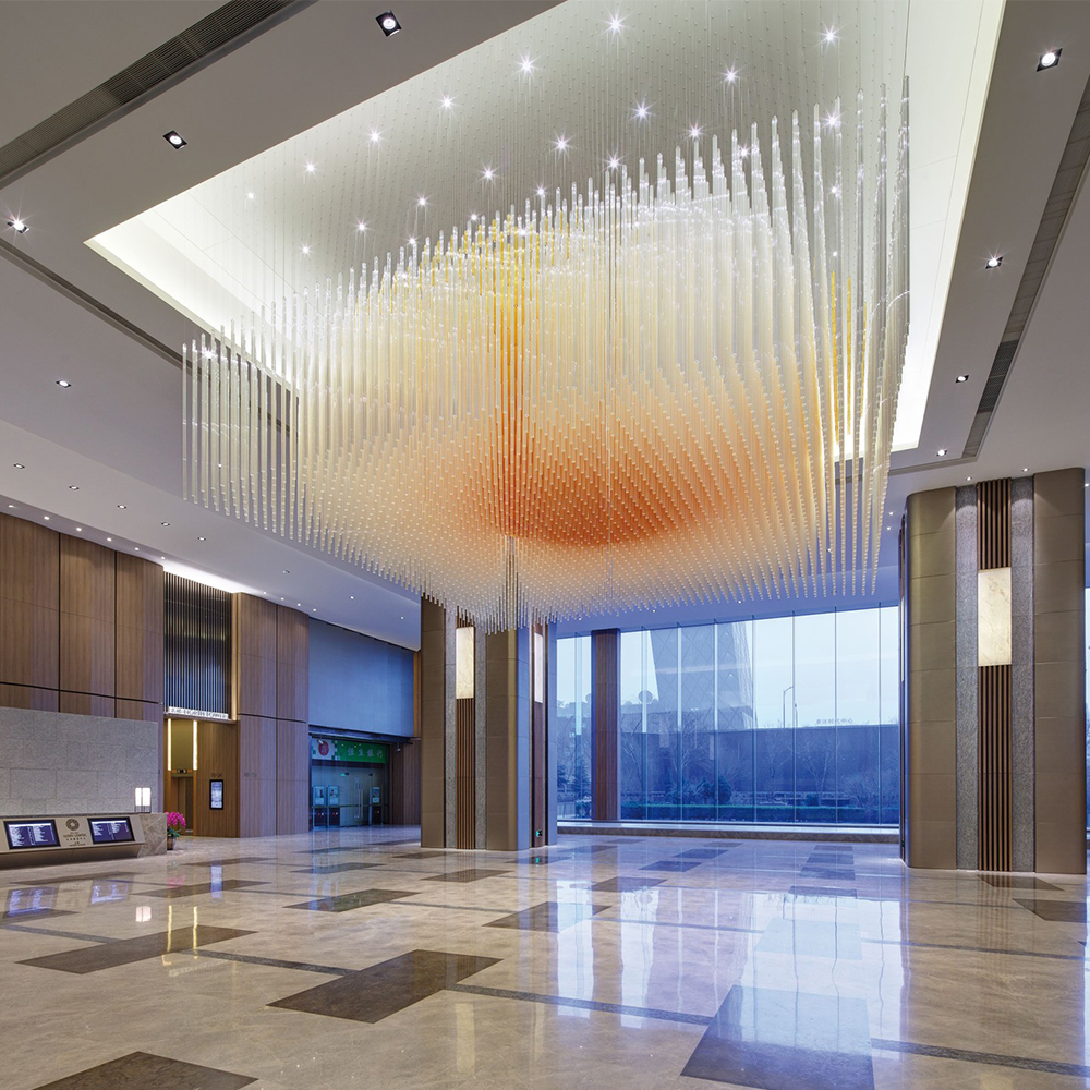 Customizable large hotel project lobby luxury crystals lighting amber crystal chandelier