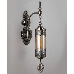15W E27 single-headed ice-cracked glass lampshade, iron wall lamp, double-headed handmade hotel ambience wall lamp