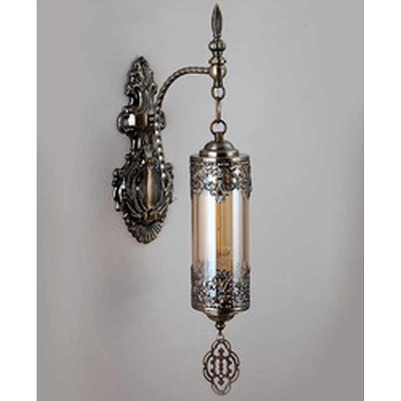 15W E27 single-headed ice-cracked glass lampshade, iron wall lamp, double-headed handmade hotel ambience wall lamp