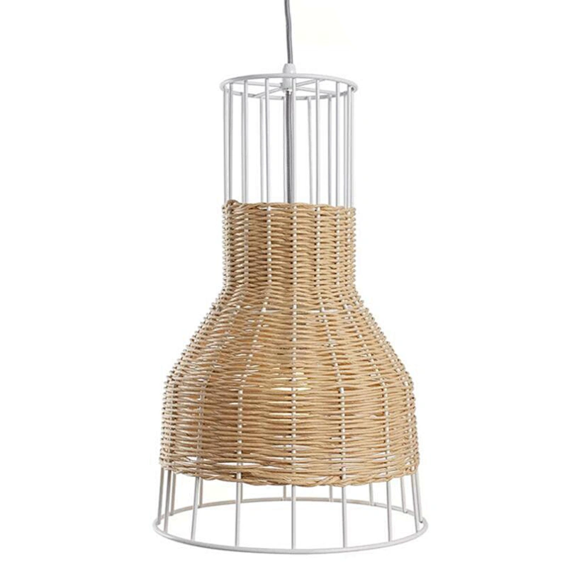 Modern nordic loft dining wicker rattan woven cage ceiling chandelier