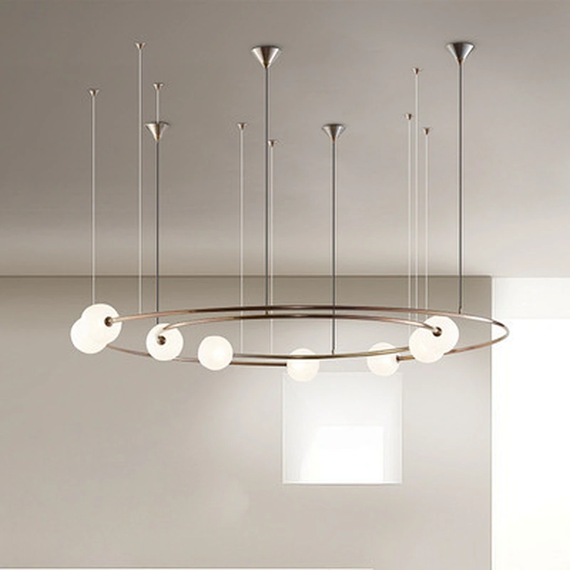 Modern Creative Ring Planet Design Light Luxury Led Glass Pendant Lamp