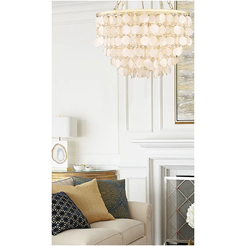 Decorative Luxury Custom Lighting Seashell Bubble Chandelier Modern Simple Design European Creative Shell Bedroom Pendant Lamp