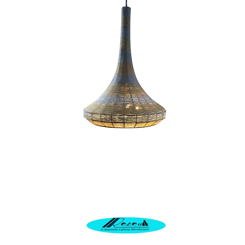 Creative design hand-woven brown rope Projector light chandelier