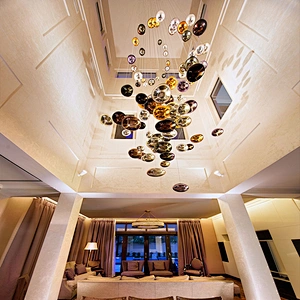 Modern hotel living room silver gold luxury glass ball chandelier
