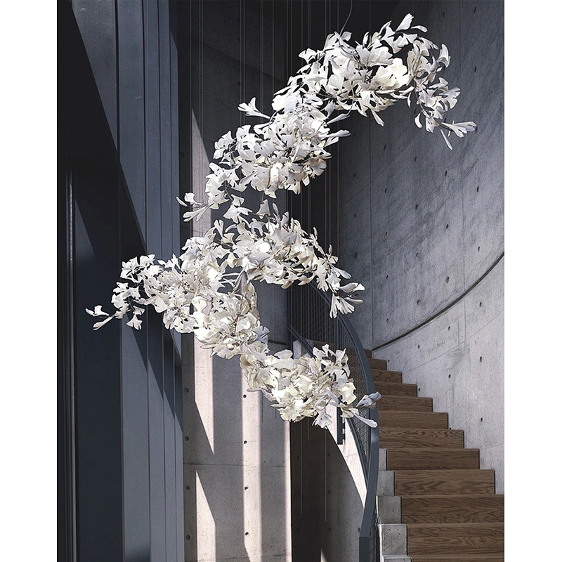 New ceramic ginkgo leaves living room dining room staircase chandelier hotel lobby custom chandelier