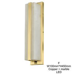 Modern indoor nordic hotel brass marble luxury bedside reading light wall lamp