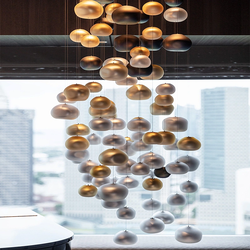 Modern hotel living room silver gold luxury glass ball chandelier