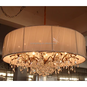 Fancy Fabric Shade Pendant Light With Crystal Hanging Chandeliers Pendant Lights