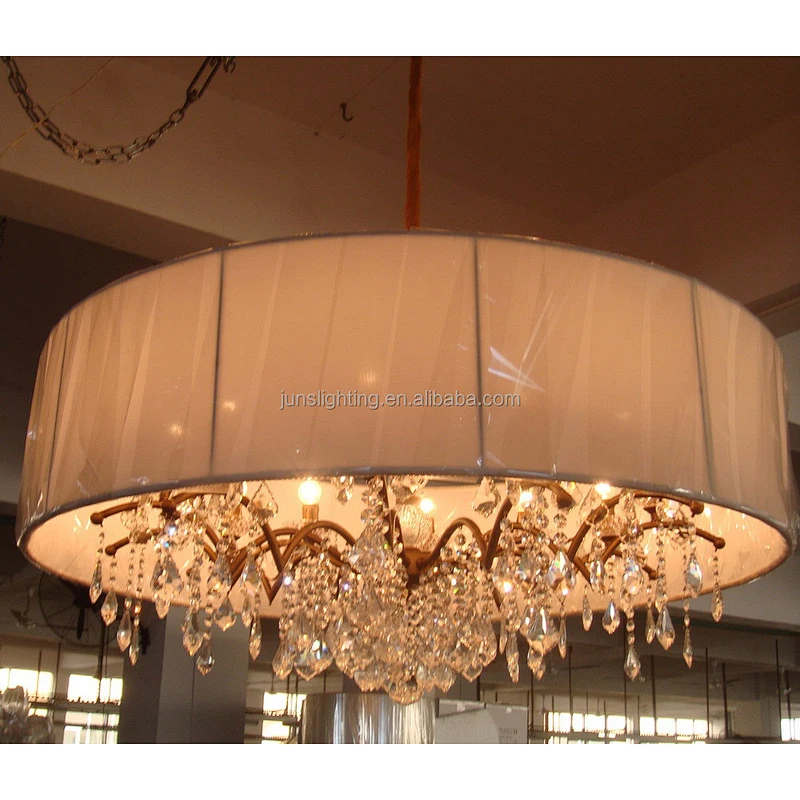 Fancy Fabric Shade Pendant Light With Crystal Hanging Chandeliers Pendant Lights