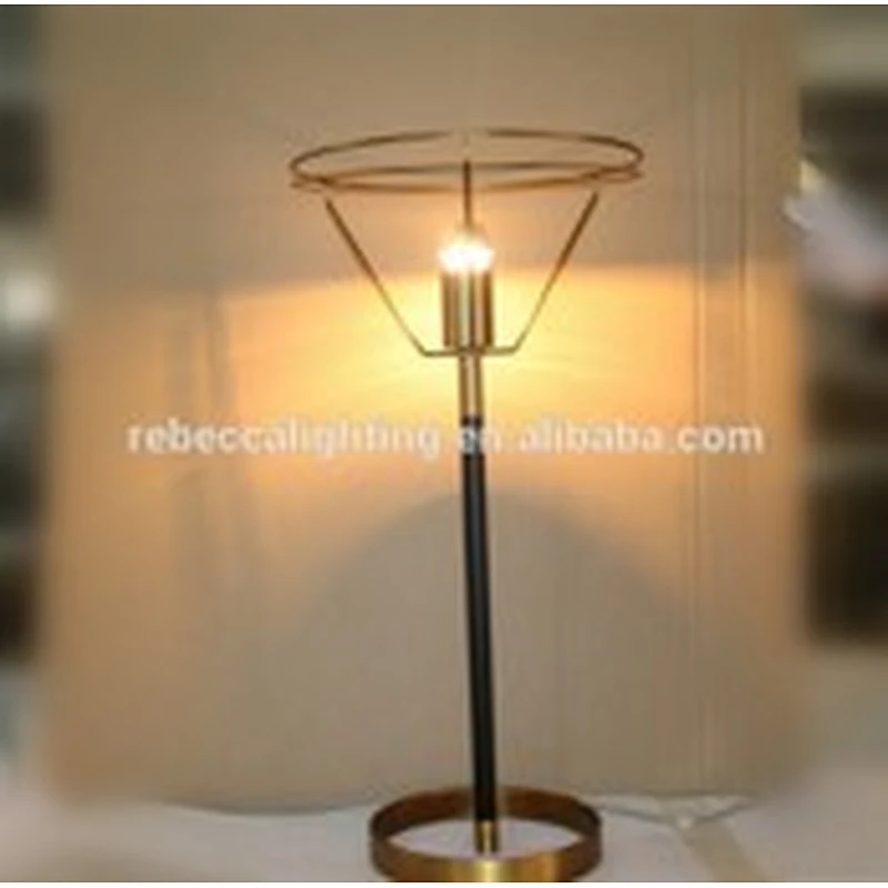 round black shade and brass base bedside table lamp