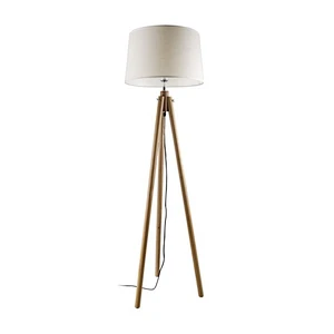 Modern Simple White shade Tripod Standing Wood Floor Lamp for Living Room