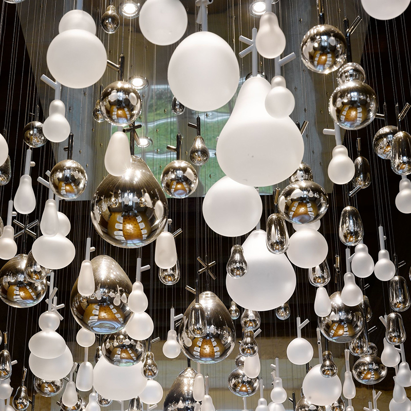 Modern round glass chandeliers&pendants hotel lobby lounge engineering custom design hotel decorative lighting