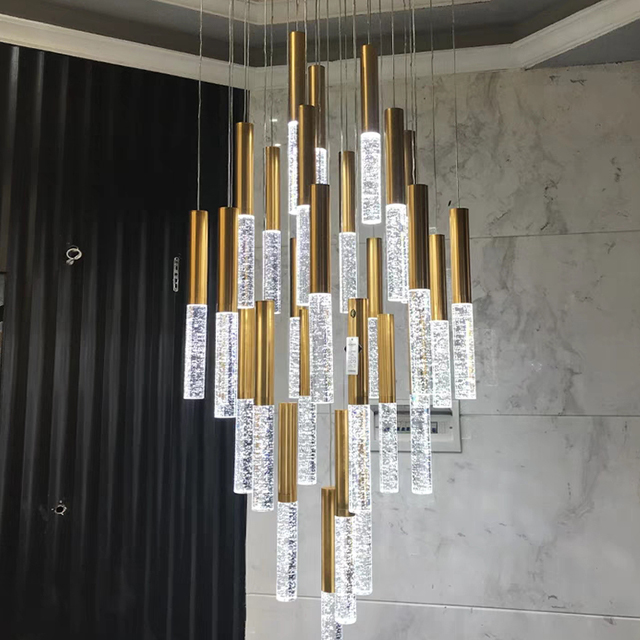 Modern Pendant Light Hotel Corridor Staircase Living Room Decoration Crystal Chandelier