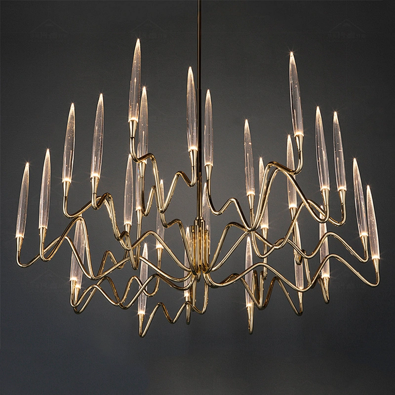Modern Interior Led  Crystal Glass Chandelier Design For Villa And Hotel Pendant Light