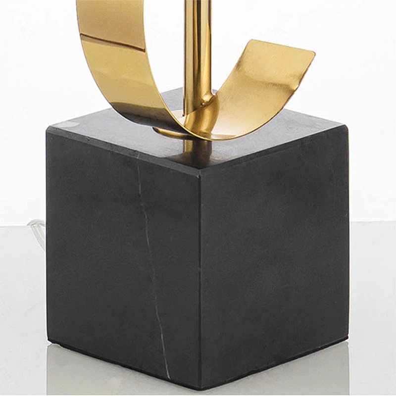 Simple Living Room Decoration Ribbon Marble Desk Lamp Creative Study Wrought Iron Bedroom Bedside Desk Lamp