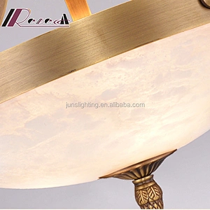 Classic Retro Glass Shade Iron Chandelier Pendant Lamp for Villa