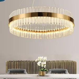 Modern simple and fashionable living room dining room bedroom ring crystal Fish line pendant lamp