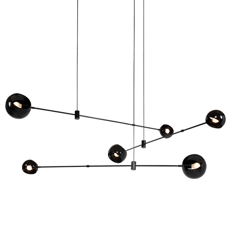 Modern nordic simple  living room bedroom led lighting chandelier matt black finish