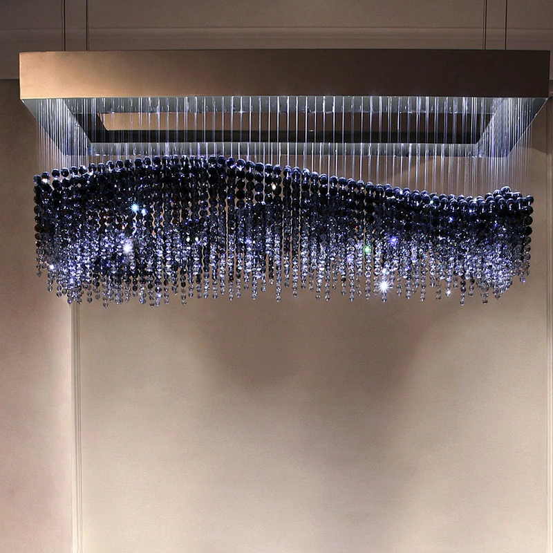 Custom Modern Hotel Rectangular Chandeliers Crystal Contemporary Lighting and Circuitry Design,agi32 Layout Energy Saving 3-year
