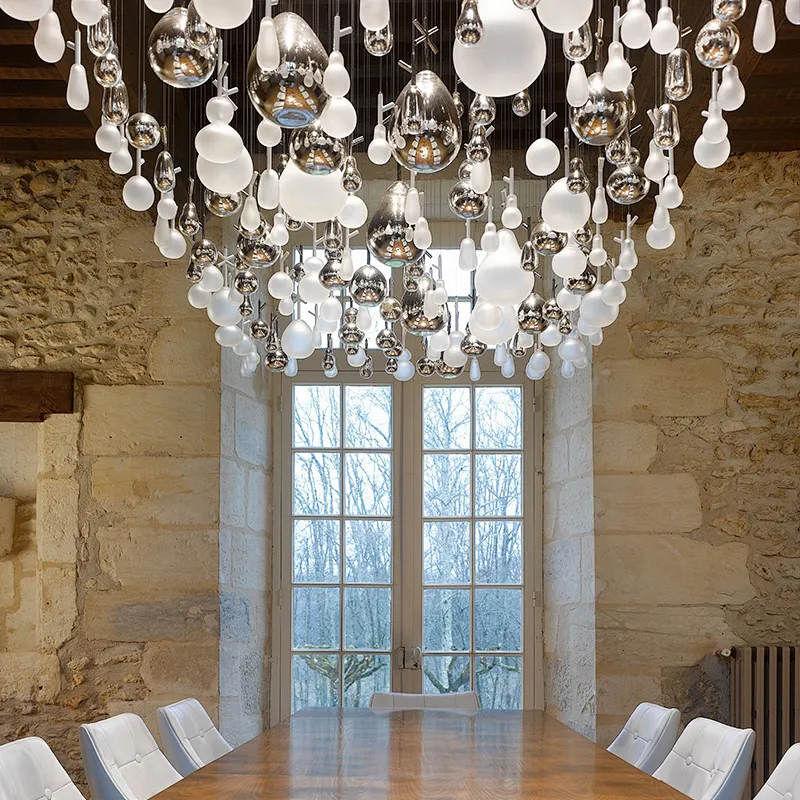 Modern round glass chandeliers&pendants hotel lobby lounge engineering custom design hotel decorative lighting