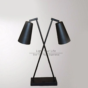 Adjustable Double Heads Black Bedside Reading Desk Lamp Led Table Lamps