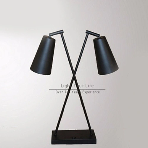 Adjustable Double Heads Black Bedside Reading Desk Lamp Led Table Lamps