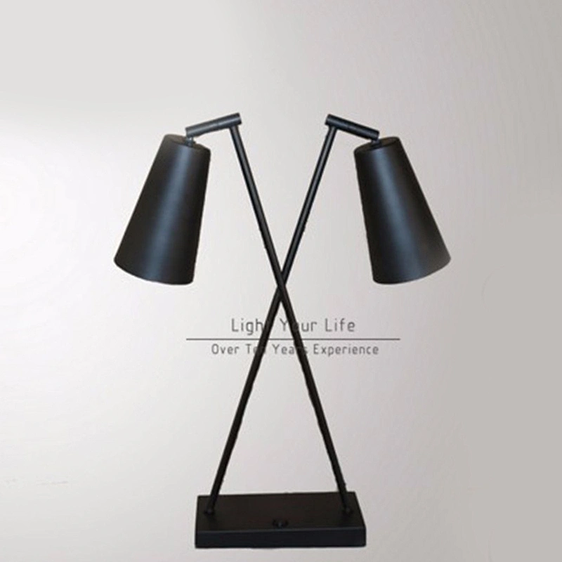 Adjustable Double Heads Black Bedside Reading Desk Lamp Led Table Lamps